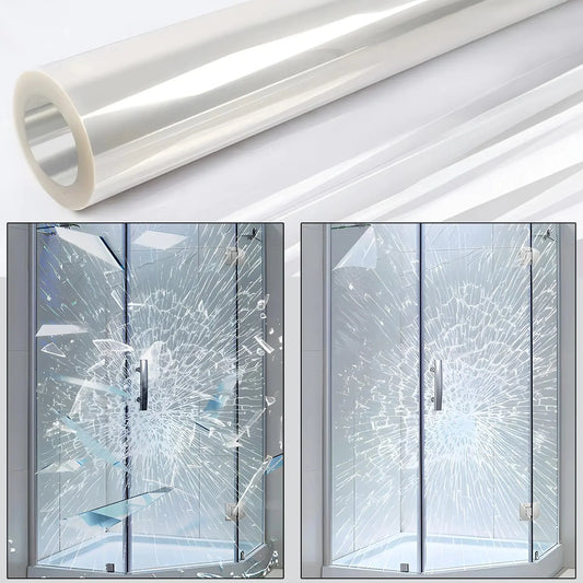 0.05mil Security Window Film 17.5in x 13.1ft Shatterproof Film Transparent Self-Adhesive Security Window Film 2Mil Anti Shatter Tempered Glass Film Glass protective window film for Home/Office Anti Spier