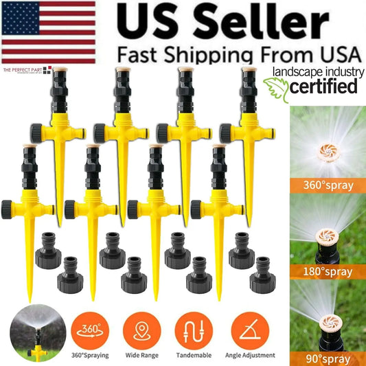 360° Rotation Auto Irrigation System Garden Lawn Sprinkler Patio Save Water USA Anti Spier