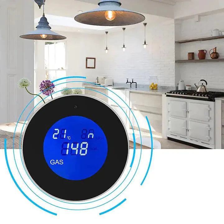 Wi-Fi Smart Natural Gas Detector - Digital LCD Temperature Display Gas Sensor for Home Kitchen Anti Spier