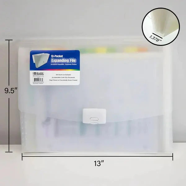 Expanding File Letter Size Translucent Poly 13-Pocket Anti Spier