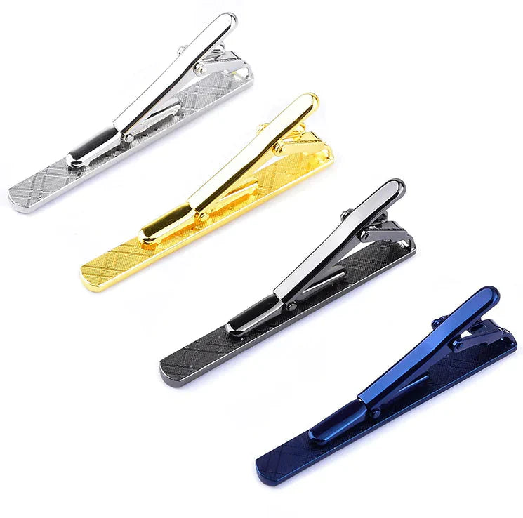 4PCS Mens Stainless Steel Tie Clip Necktie Bar Clasp Clamp Pin Gold Black Silver Anti Spier