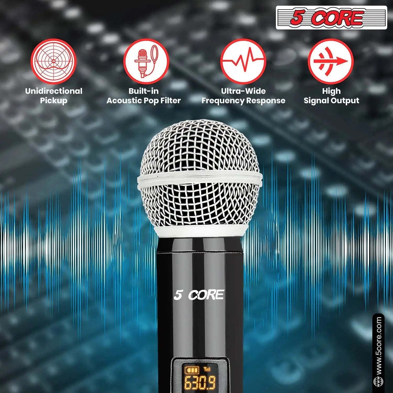 5Core Wireless Microphones VHF Microfonos Inalambricos Professional Handheld Cordless Mic Anti Spier