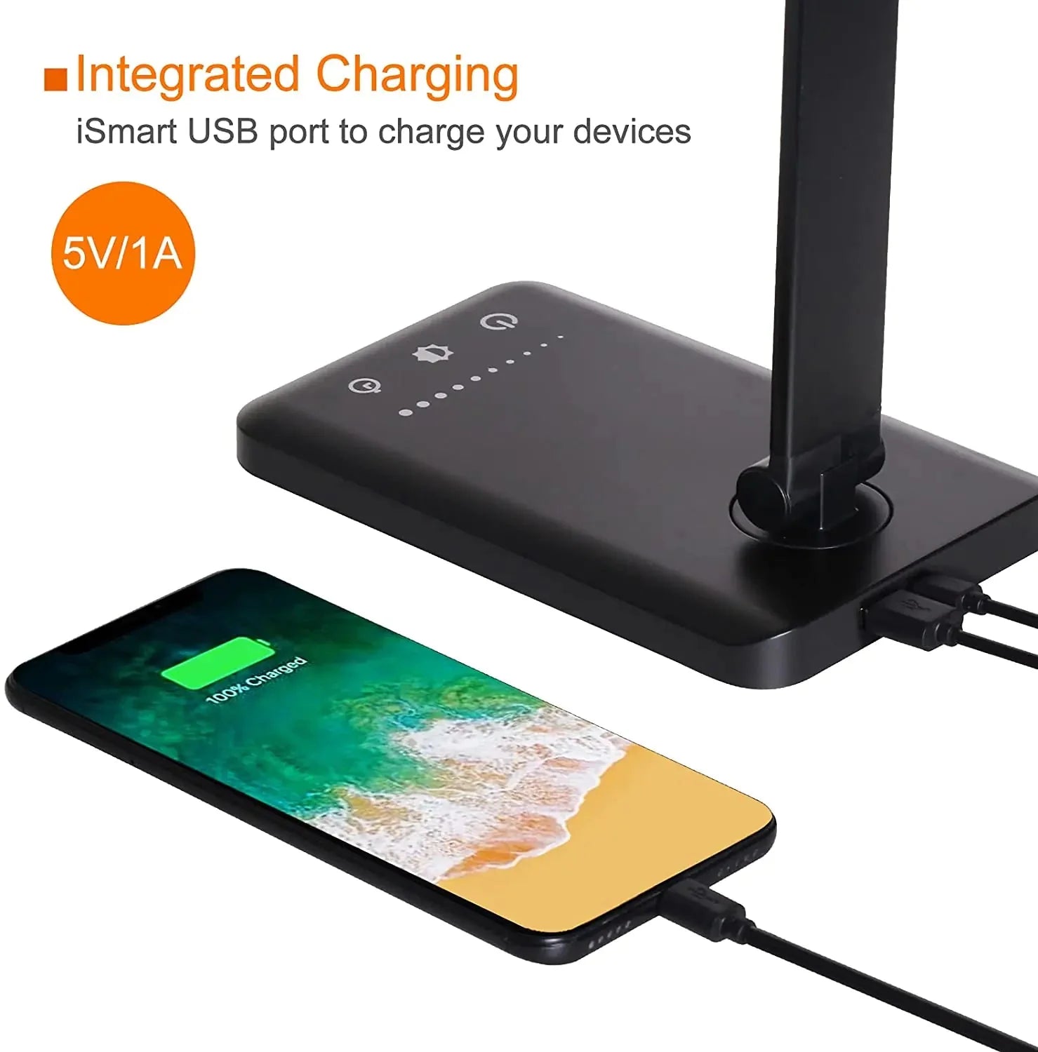 5 Lighting Mode LED Desk Lamp + Wireless Phone Charger Anti Spier