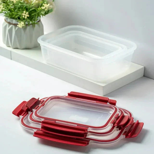 5 Pack Stackable Food Storage Containers Airtight & Leakproof Set Snap Lock Lids Anti Spier