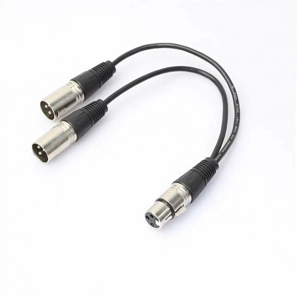 3Pin XLR Female Jack To Dual 2 Male Plug Y Splitter Cable Adapter Microphone USA Anti Spier