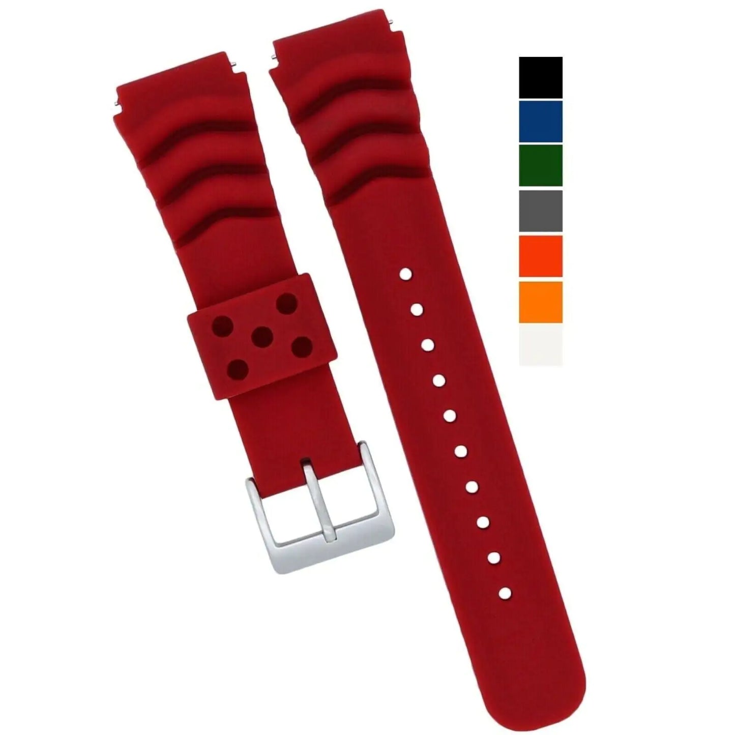 18mm 20mm 22mm Soft Silicone Watch Band Divers Replacement Strap Quick Release - Anti Spier 