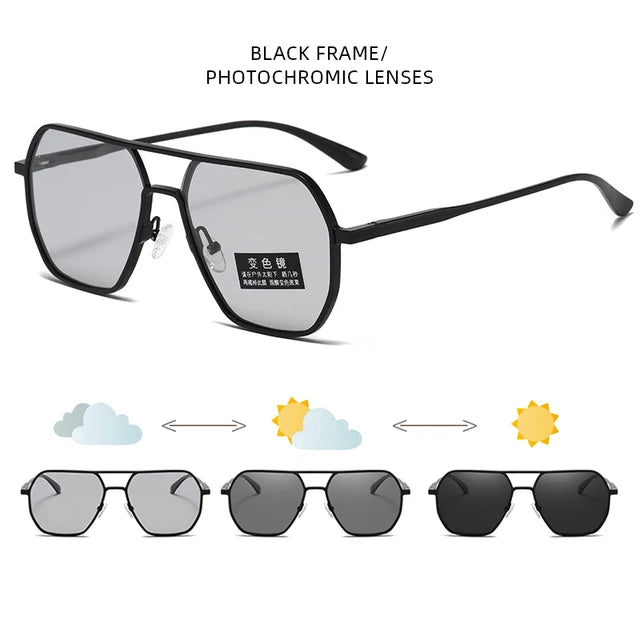Luxury Metal Photochromic Sunglasses Anti Spier