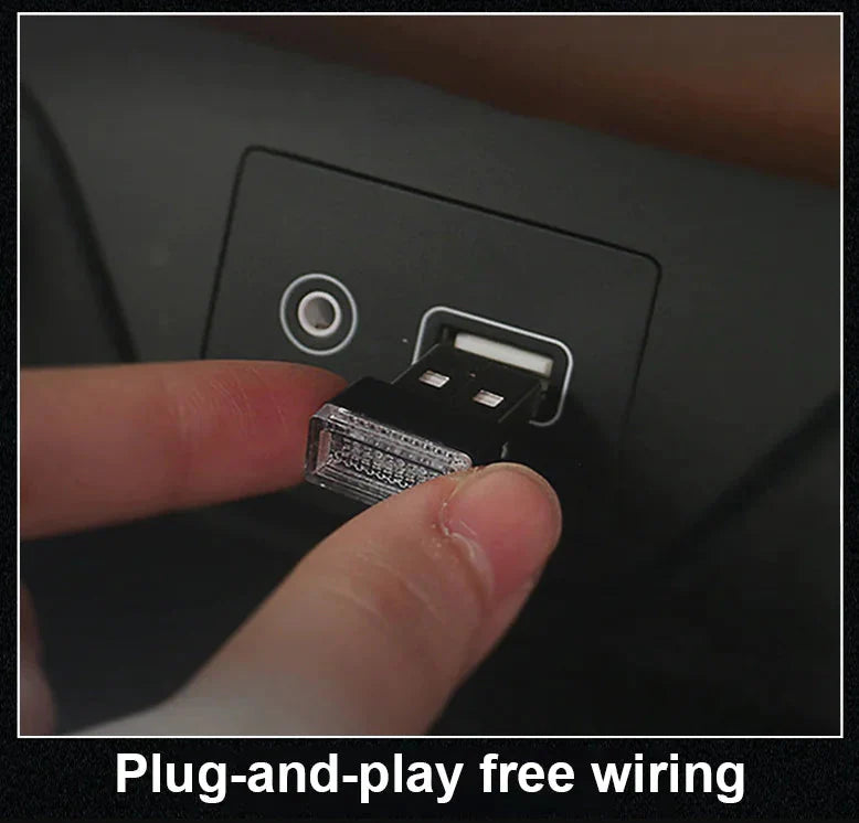 3x Mini Blue LED USB Car Interior Light Neon Atmosphere Ambient Lamp Accessories Anti Spier