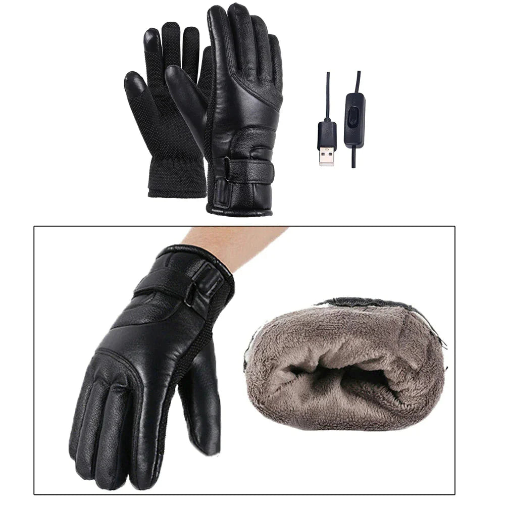 Electric USB Heated Gloves Winter Warming Thermal Ski Snow Hand Warm Windproof Anti Spier