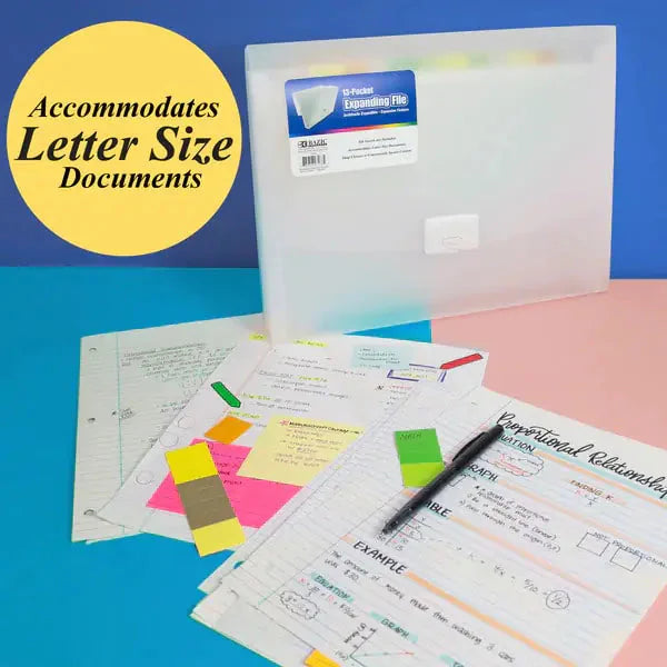 Expanding File Letter Size Translucent Poly 13-Pocket Anti Spier