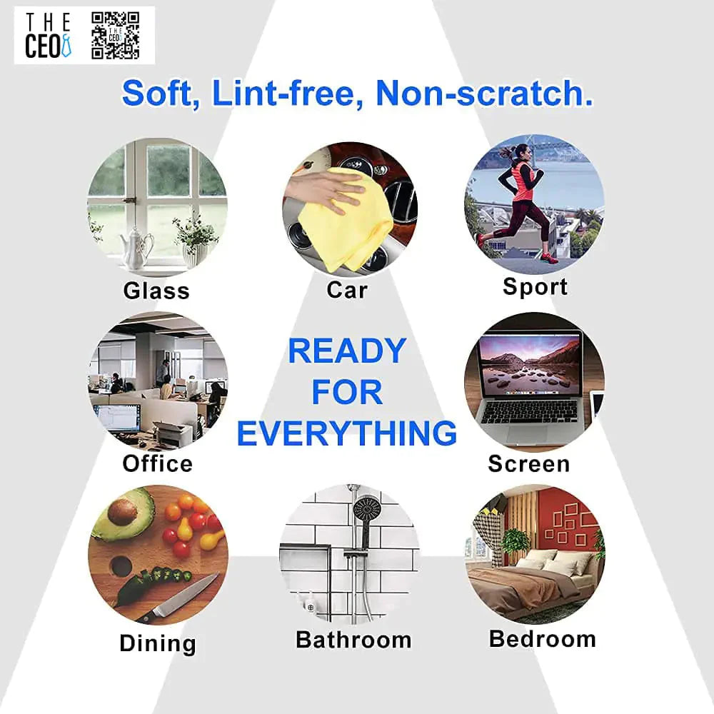 THE CEO Multipurpose Microfiber Cleaning Cloth - 8 Pack Anti Spier