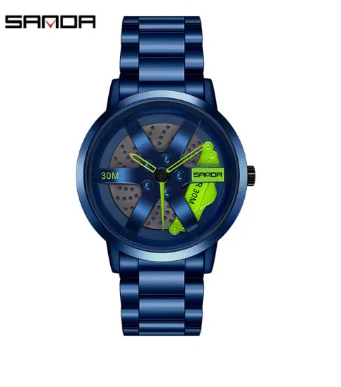 Men's 3D Car Wheel Sports Watch - Waterproof Quartz Anti Spier