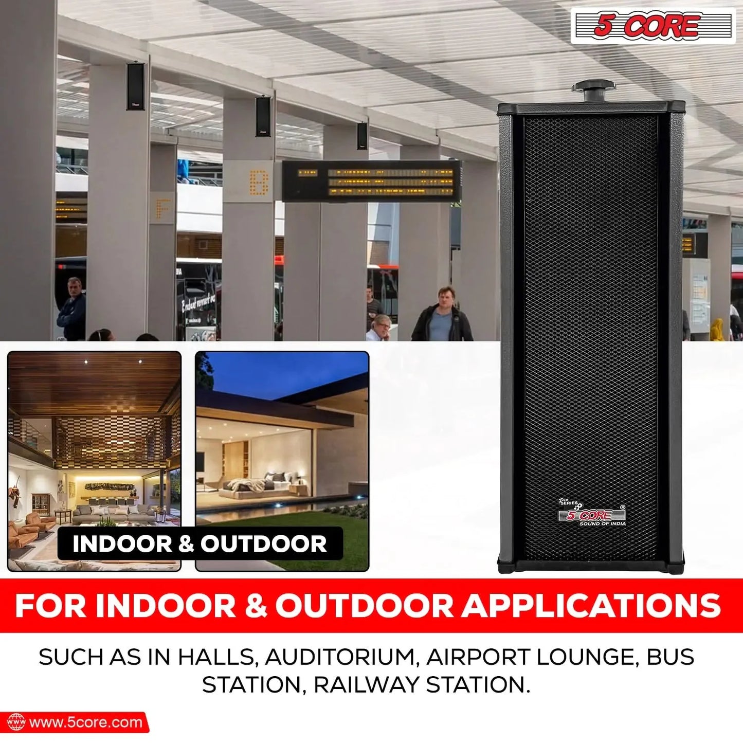 5Core Outdoor Speakers Stereo In Wall 100W Peak Passive Home Audio System Anti Spier