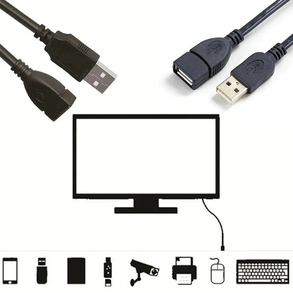 6FT USB 2.0 Male to Female Extension Data Charger Cable Cord Adapter M/F 6 Feet Anti Spier