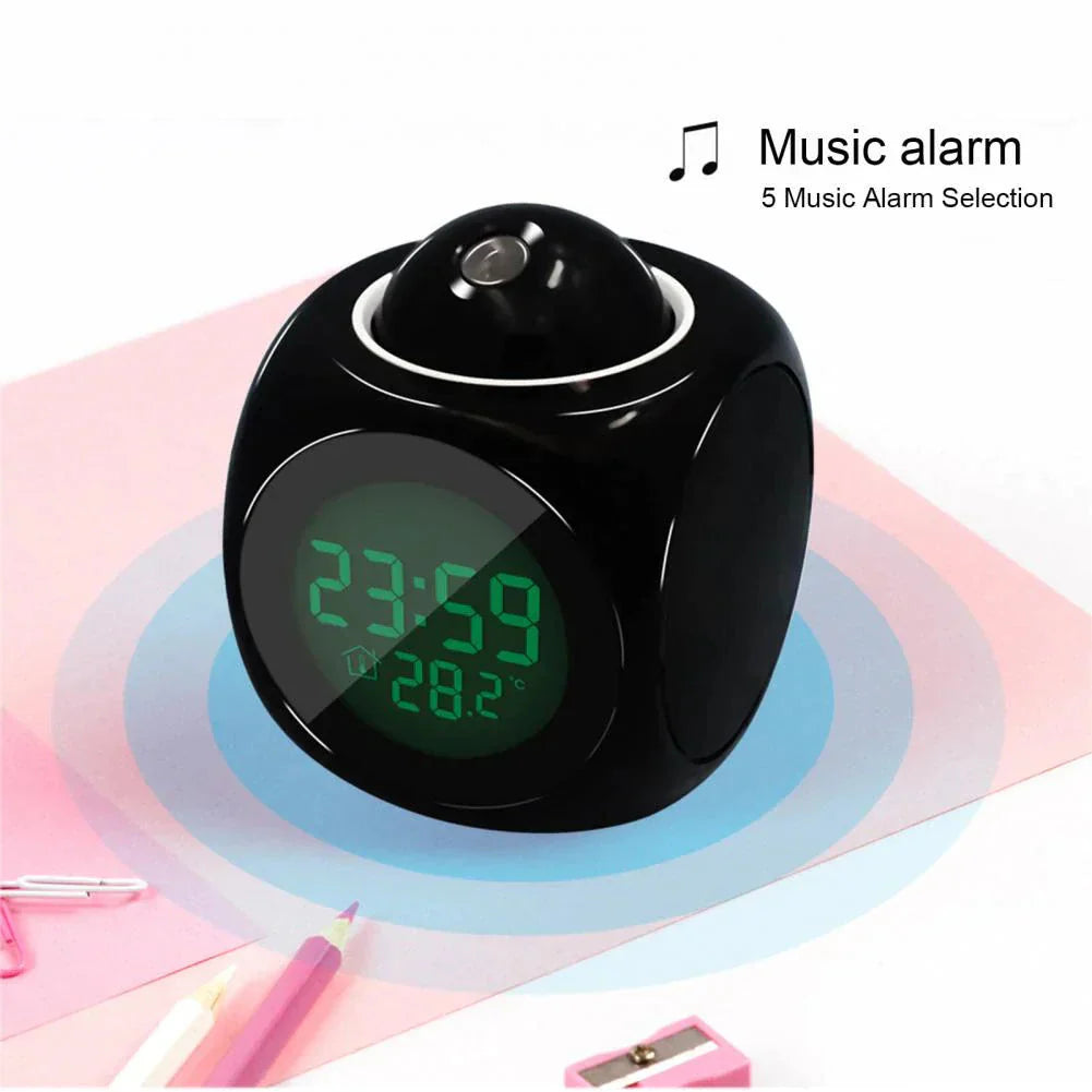 LED Projection Alarm Clock Digital LCD Display Voice Talking Weather Snooze USB Anti Spier