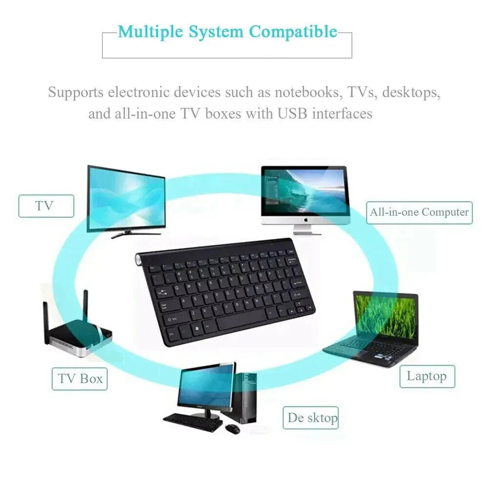 Mini Wireless Keyboard And Mouse Set Waterproof 2.4G For Mac Apple PC Computer Anti Spier