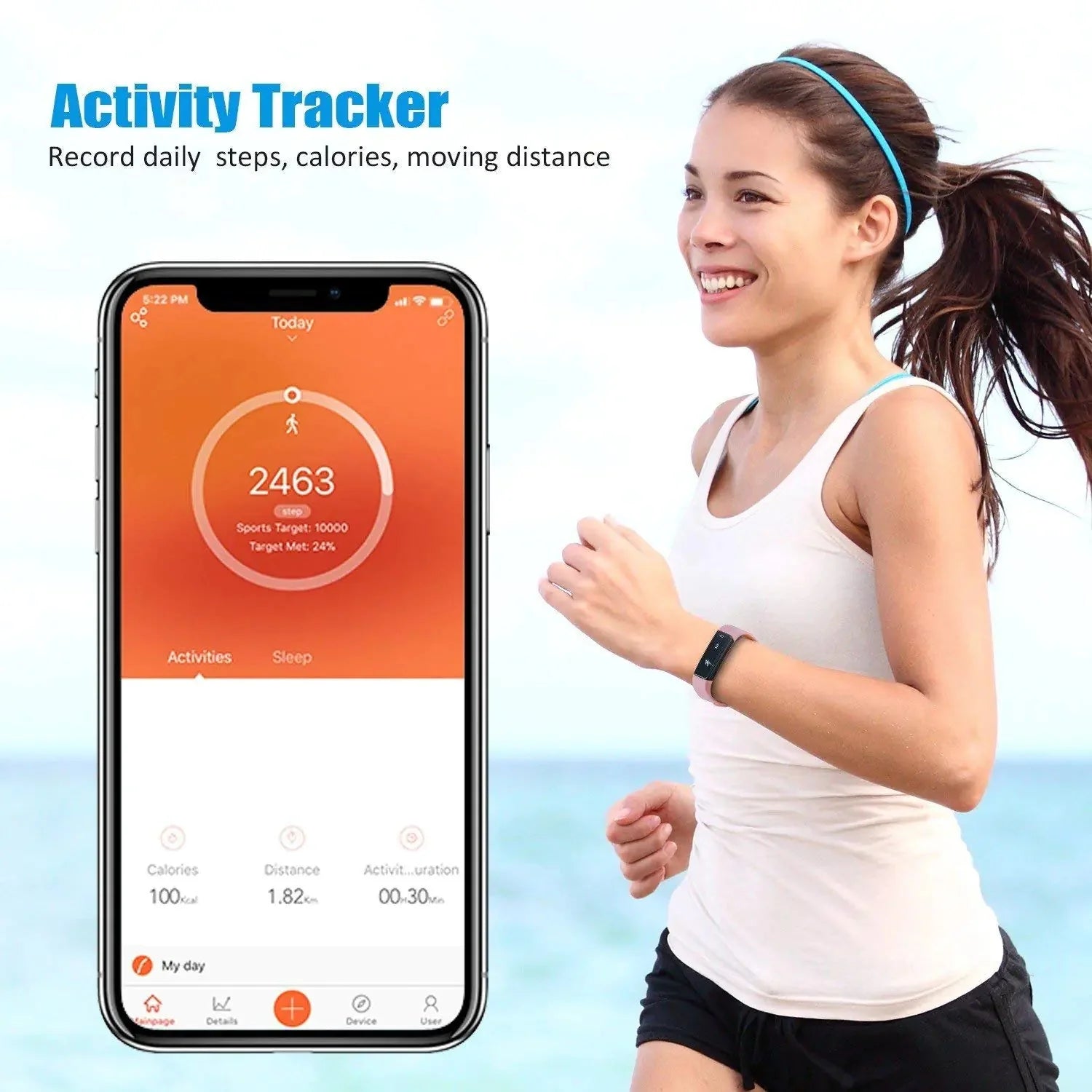 SmartFit Slim Activity Tracker And Monitor Smart Watch With FREE Extra Band Anti Spier