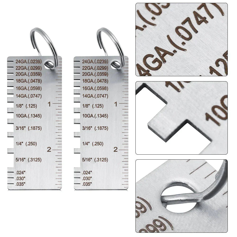 2PCS Thickness Gage Sheet Metal Gauge Measuring Tool Wire Gauge Stainless Steel Anti Spier