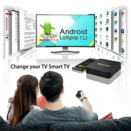 MXQ Pro 4K Ultra HD 64Bit Wifi Android 7.1 Quad Core Smart TV Box Media Player Anti Spier