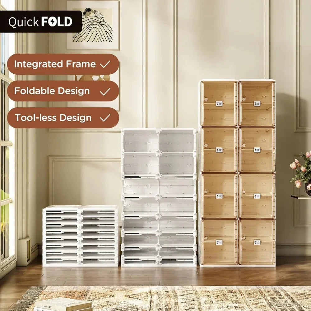 Shoe Cabinet Storage Box, Portable Folding Shoe Rack, Large Sports Shoes Cabinet Box Strong and Easy To Assemble 8-16 Grids Anti Spier