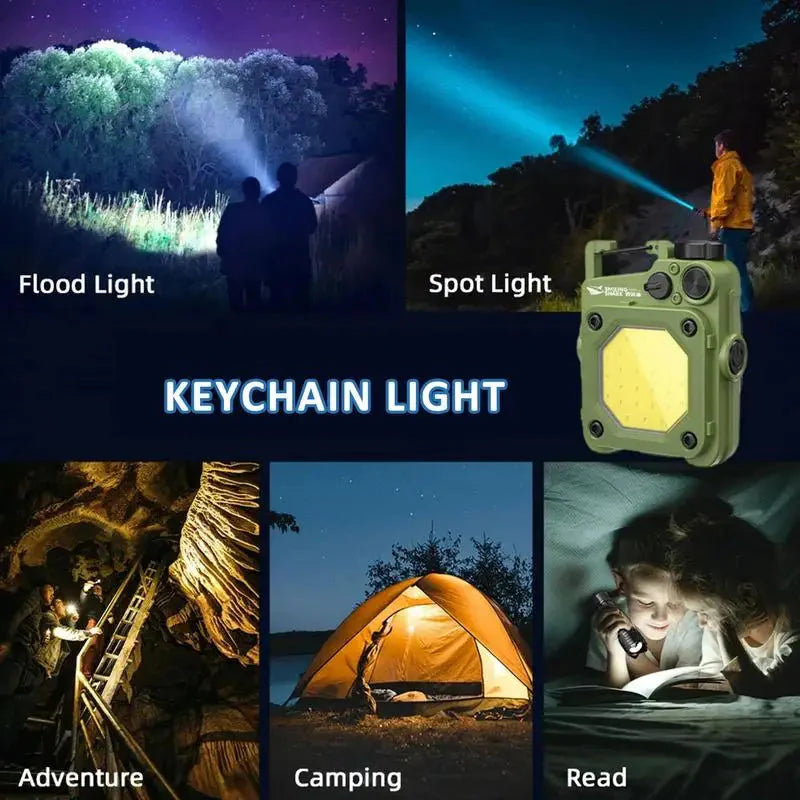 Mini LED Portable Keychain Flashlight Multifunction COB Work Light USB Rechargeable Strong Magnet Outdoor Camping Lantern Anti Spier