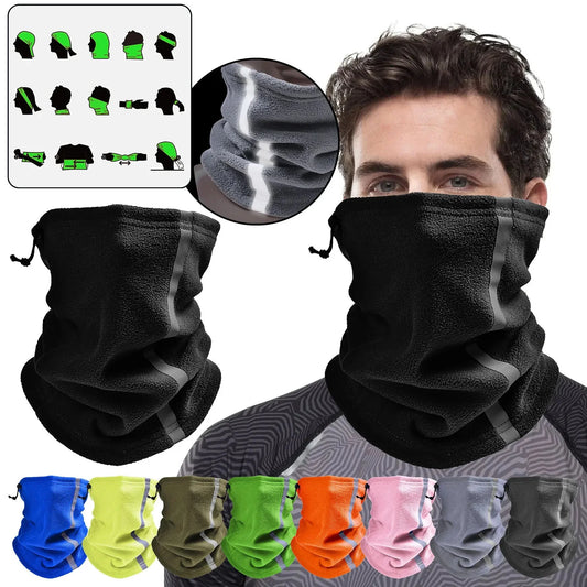 Winter Cycling Motorcycle Bandana Thermal Fleece Warm Buff Neck Scarf Face Cover Reflective Neck Tube Facemask Multi-Functional Anti Spier