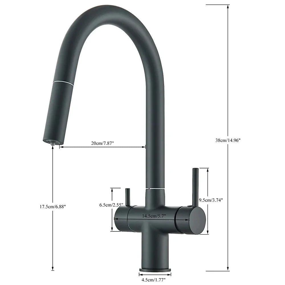 Filtered Kitchen Sink Faucet With Retractable Sprayer Brass Water Filter Tap Drinking Water Tap Vessel Sink Mixer For Kitchen Anti Spier