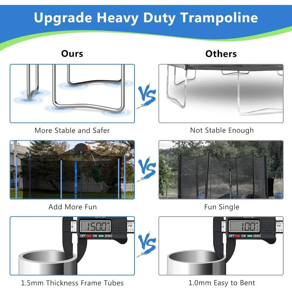 14 FT Outdoor Trampoline for and Adults With Basketball Hoop & Enclosure Net Jump Gym Elastic Bed Protector Trampoline Fitness Anti Spier