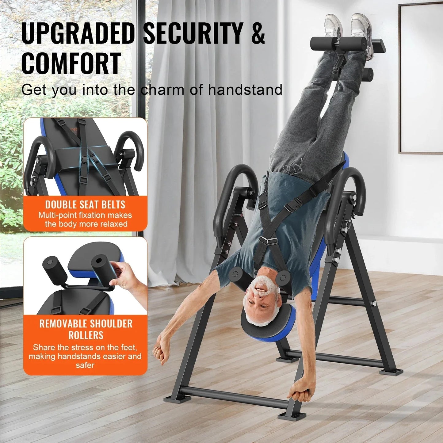 Inversion Table Heavy Duty Inversion Table Decompression Back Stretcher Machine Strength Training Equipment with Headrest Anti Spier