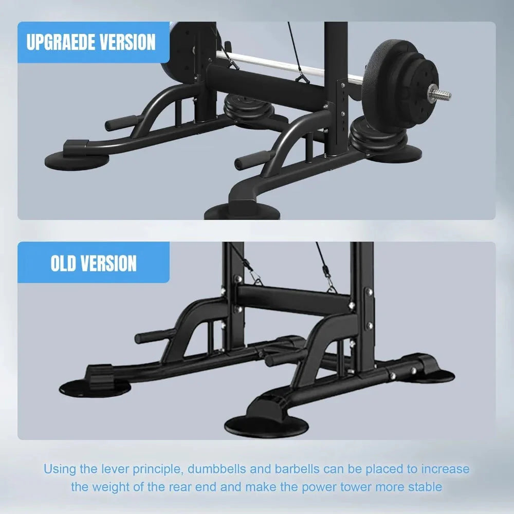 Pull Up Dip Station for Home Gym, Power Tower with Backrest, Adjustable Height Pull Up Bar Stand Anti Spier