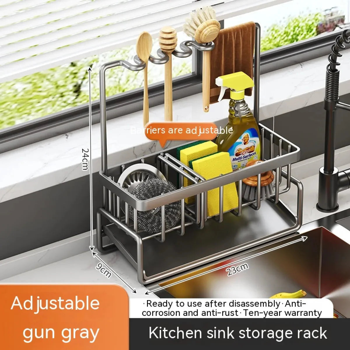 Multi-Functional Kitchen Sink Storage & Drainage Rack Anti Spier