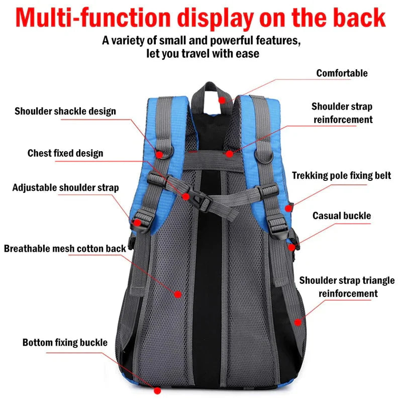 40L Men Women Travel Backpack Rucksack Camping Laptop Hiking School Book Bag USA Anti Spier