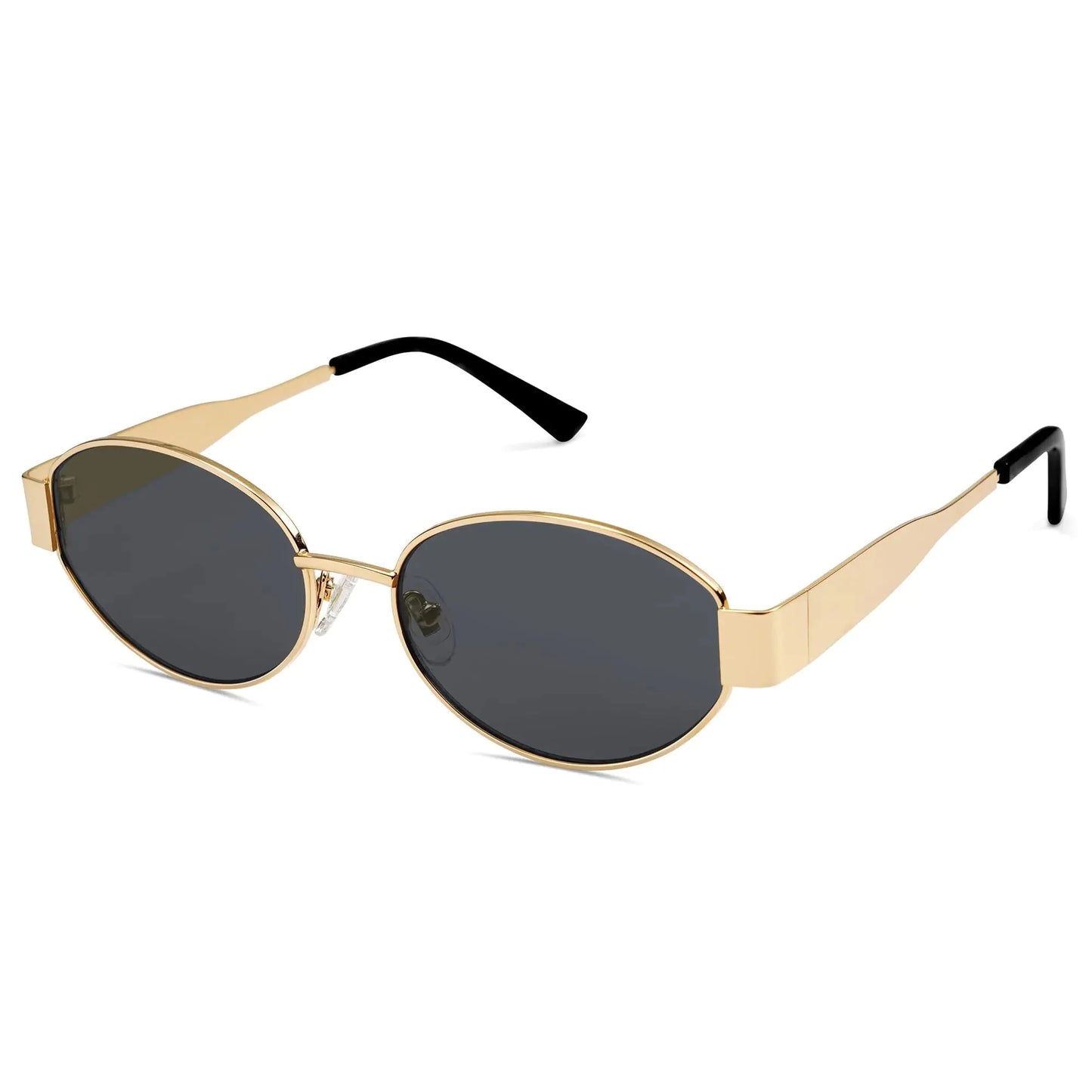 SOJOS Retro Oval Sunglasses for Women Men Trendy Sun Glasses Classic Shades UV400 Protection SJ1217 Gold/Grey Anti Spier