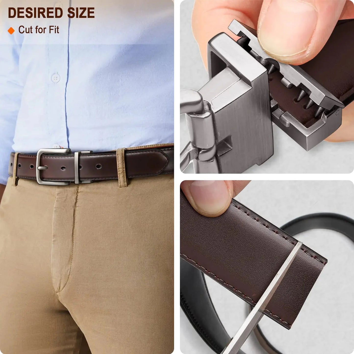 BULLIANT Men's Belt,Reversible Belt 1.25" For Gift Mens Casual Golf Dress pants shirts,One Reverse For 2 Sides Black/Antique Coffee1033 34"-36"Waist Adjustable Anti Spier