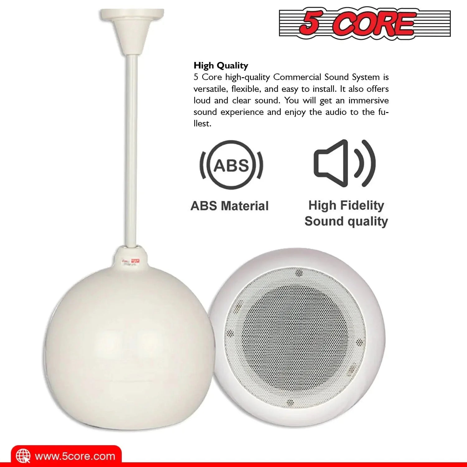5Core Pendant Hanging Wall Speaker 15W Commercial Ceiling Mount speakers 8 Ohm Office Home Restaurant Anti Spier