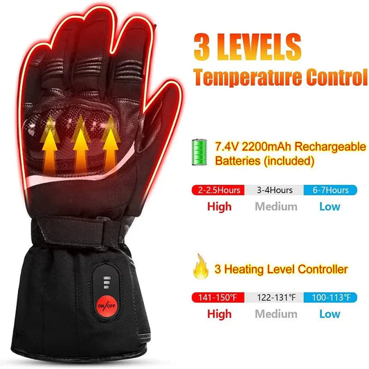 Savior Heat Winter Motorcycle Heated Gloves 7.4V Safe Outdoors Sports Electric Heating Waterproof Windproof KNUCKLE EN13594 Anti Spier