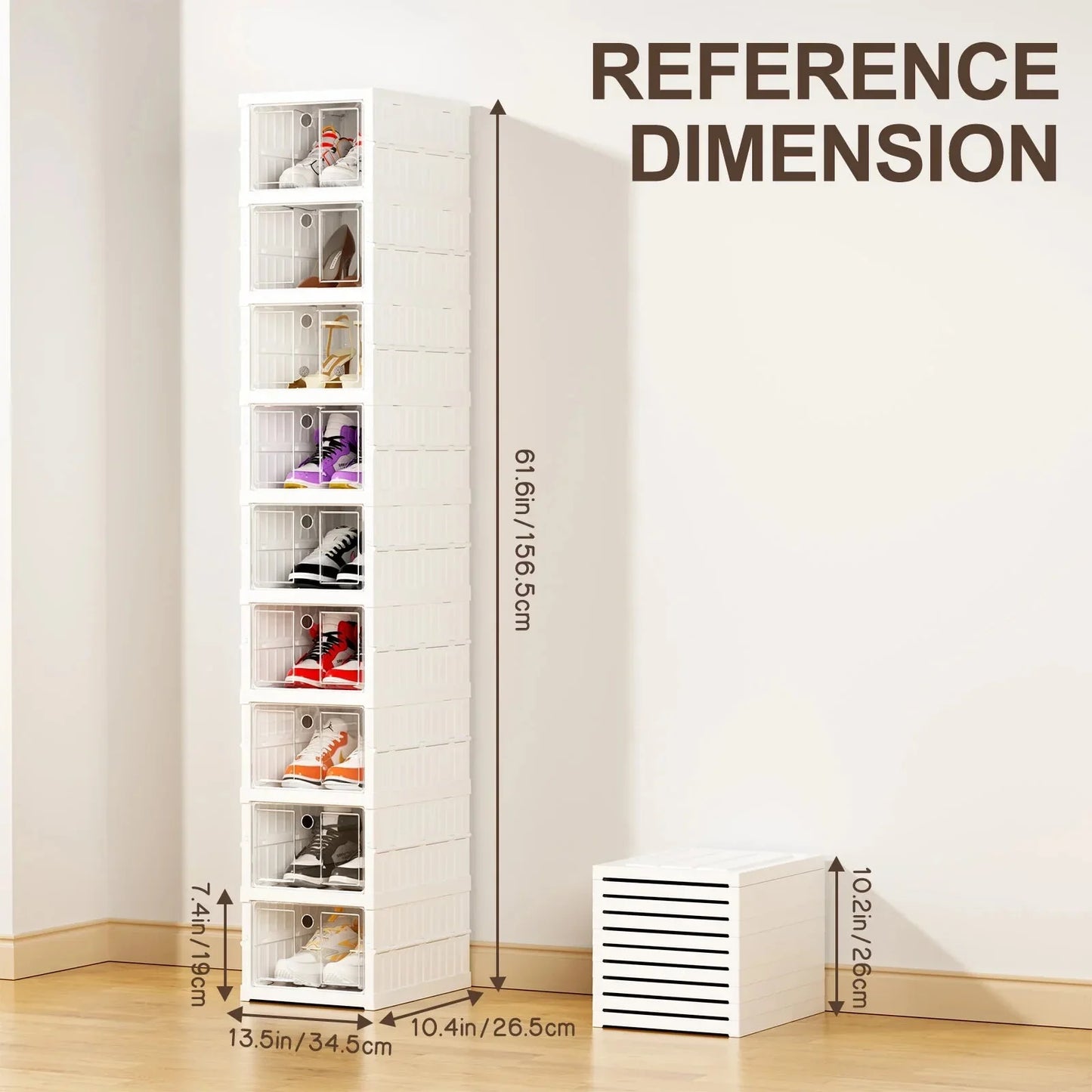 6/9 Layers Shoes Box Foldable Transparent Sneaker Shoe Storage Organizers Box Stackable Dustproof High-top Cabinet Shoe Rack She Anti Spier