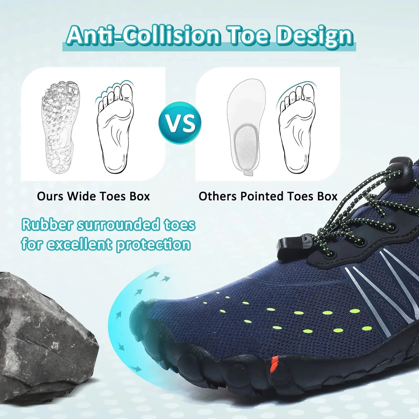 ziitop Water Shoes for Men Women Beach Barefoot Swim Rock Climbing Pool Shoes Socks, Anti-Slip Breathable Quick Dry Lightweight Slip-on, Outdoor Sport Hiking Walking Boating Fishing Diving Surfing 10.5 Women/9.5 Men Blue Anti Spier