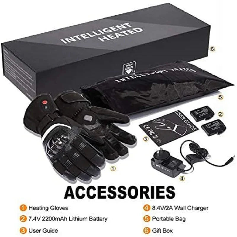 Savior Heat Winter Motorcycle Heated Gloves 7.4V Safe Outdoors Sports Electric Heating Waterproof Windproof KNUCKLE EN13594 Anti Spier