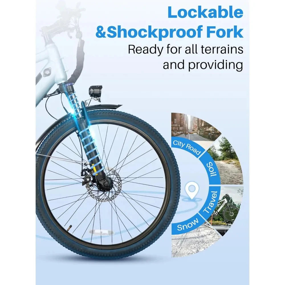 26" Electric Bike for Adults with Peak 500W Brushless Motor, 35Miles Removable Battery 20MPH Commuting Electric Mountain Bike Anti Spier
