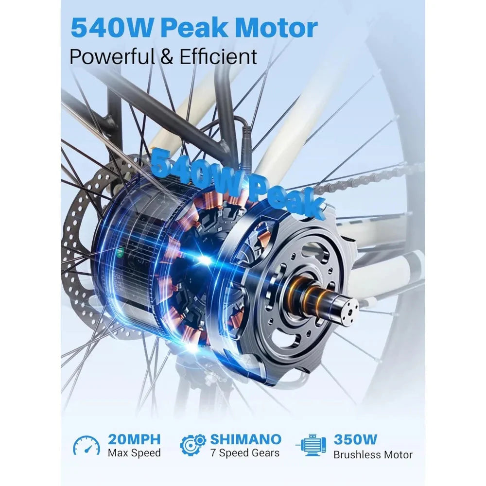 26" Electric Bike for Adults with Peak 500W Brushless Motor, 35Miles Removable Battery 20MPH Commuting Electric Mountain Bike Anti Spier