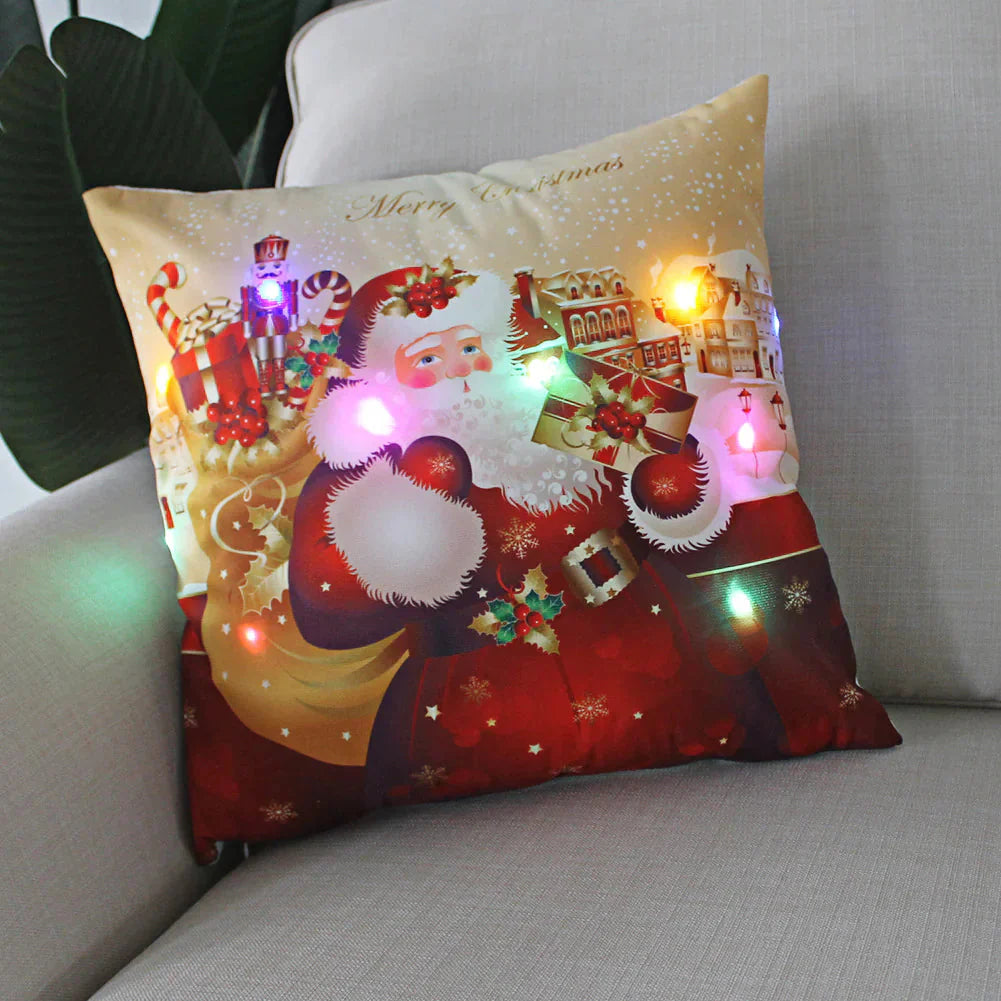 Super Soft Plush Christmas LED Lantern Pillowcase Anti Spier