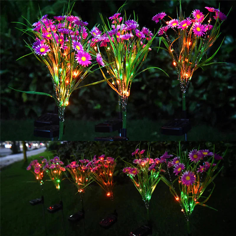 Solar Garden Lights LED Flower Stake Lamp Outdoor Yard Waterproof Patio Decor Anti Spier