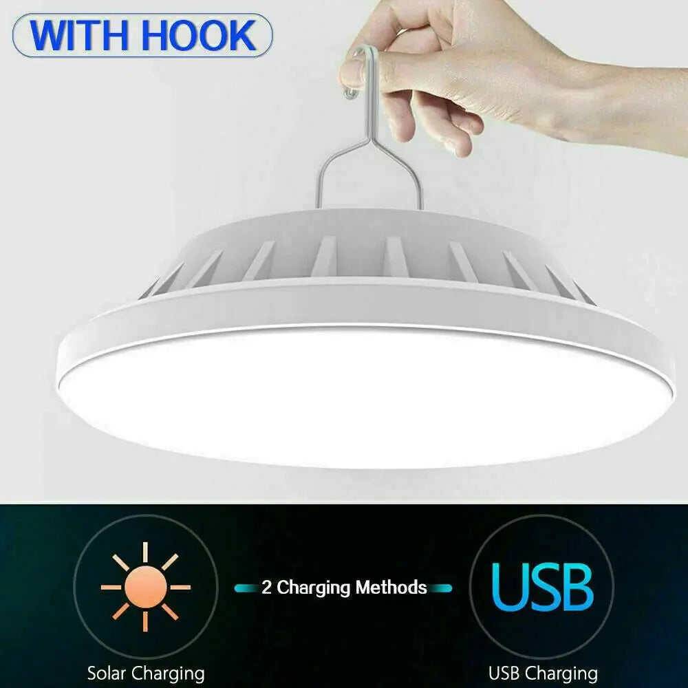 Rechargeable 60 LED Outdoor Camping Tent Light USB & Solar Lantern Hiking Lamp Anti Spier