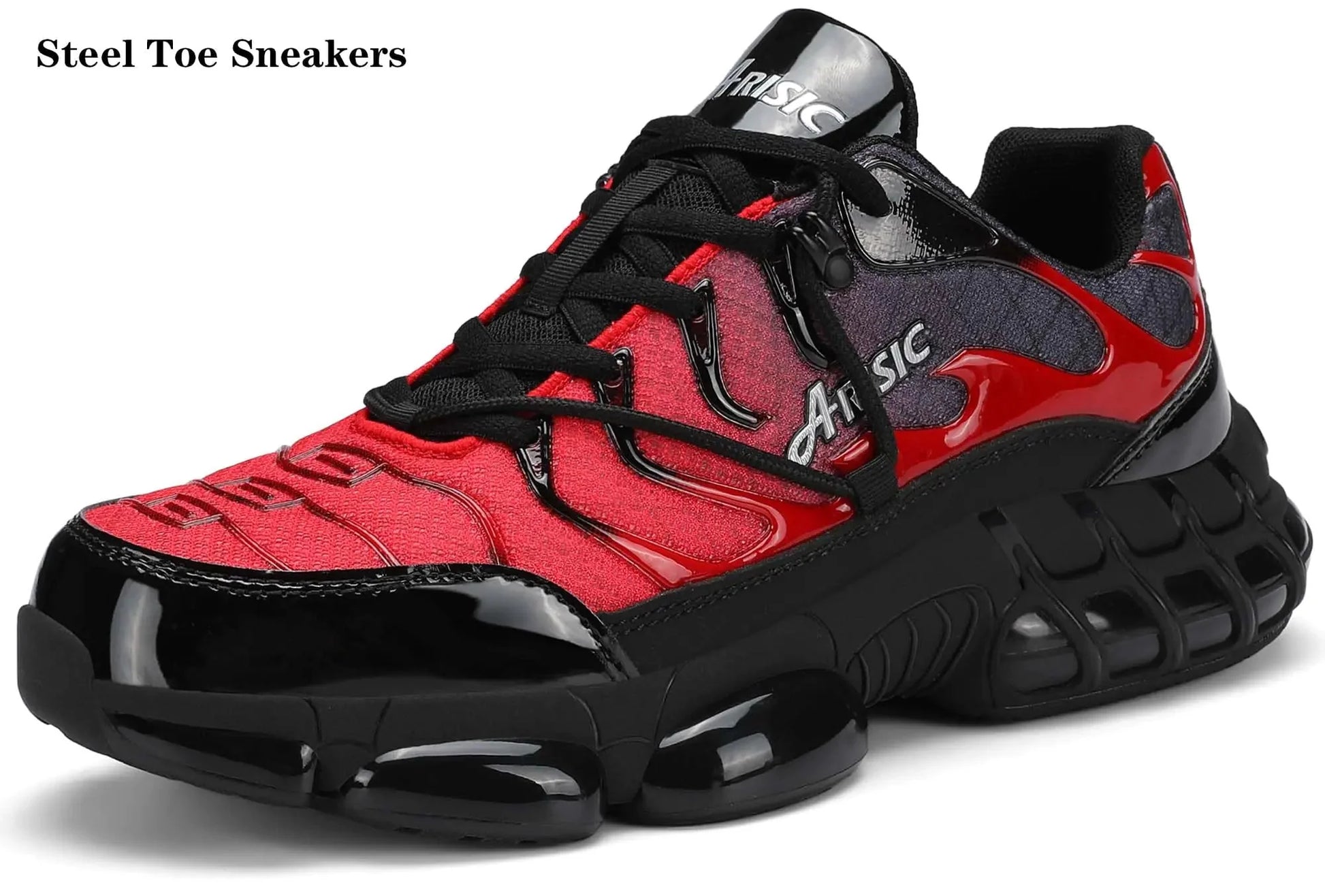 Steel Toe Shoes for Men Indestructible Work Shoes Lightweight Steel Toe Sneakers Women Non Slip Safety Shoes Puncture Proof Composite Toe Shoes Women 11 Women/9.5 Men Red Anti Spier