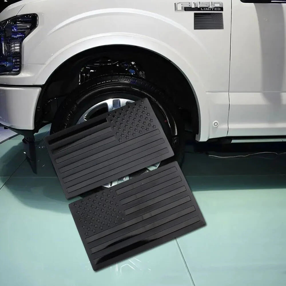 2PCS Metal USA Flag Sticker American Car Truck Decal Emblem Black Anti Spier