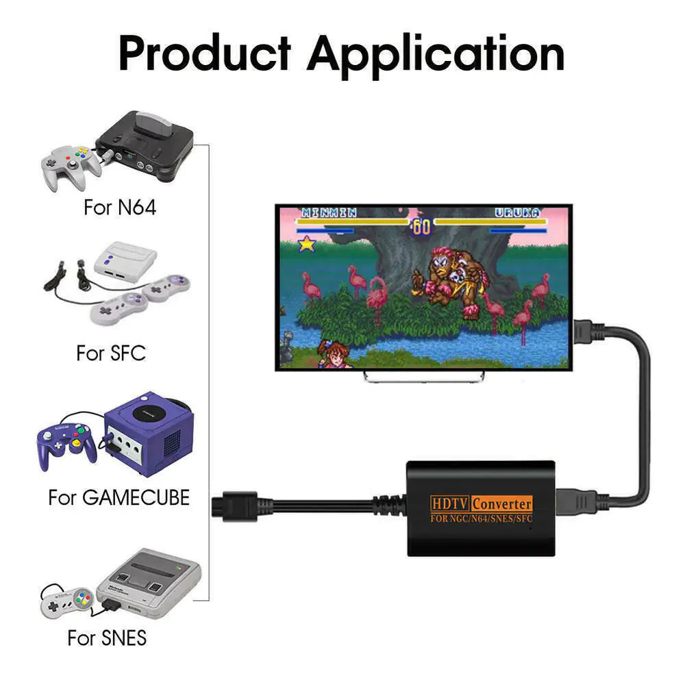 N64 To HDMI Converter Adapter HD Link Cable For Nintendo Gamecube Super NES SNES Anti Spier