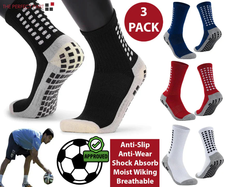 3 Pair Sport Socks Anti Slip W/ Grip Soccer Men Football Basketball Sock Premium Anti Spier