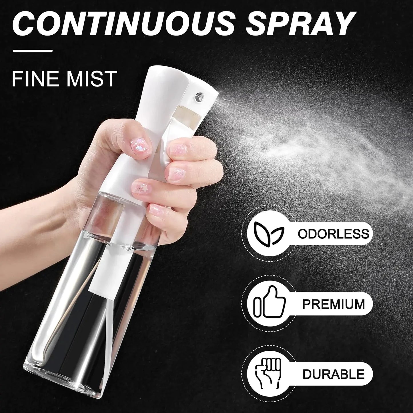 Continuous Spray Bottle for Hair (10.1oz/300ml) 2 Pack Home Essentials Spray Bottles For Cleaning Empty Ultra Fine Water Mister Sprayer For Hairstyling Garden Plants Curly Hair Perfume Etc Anti Spier