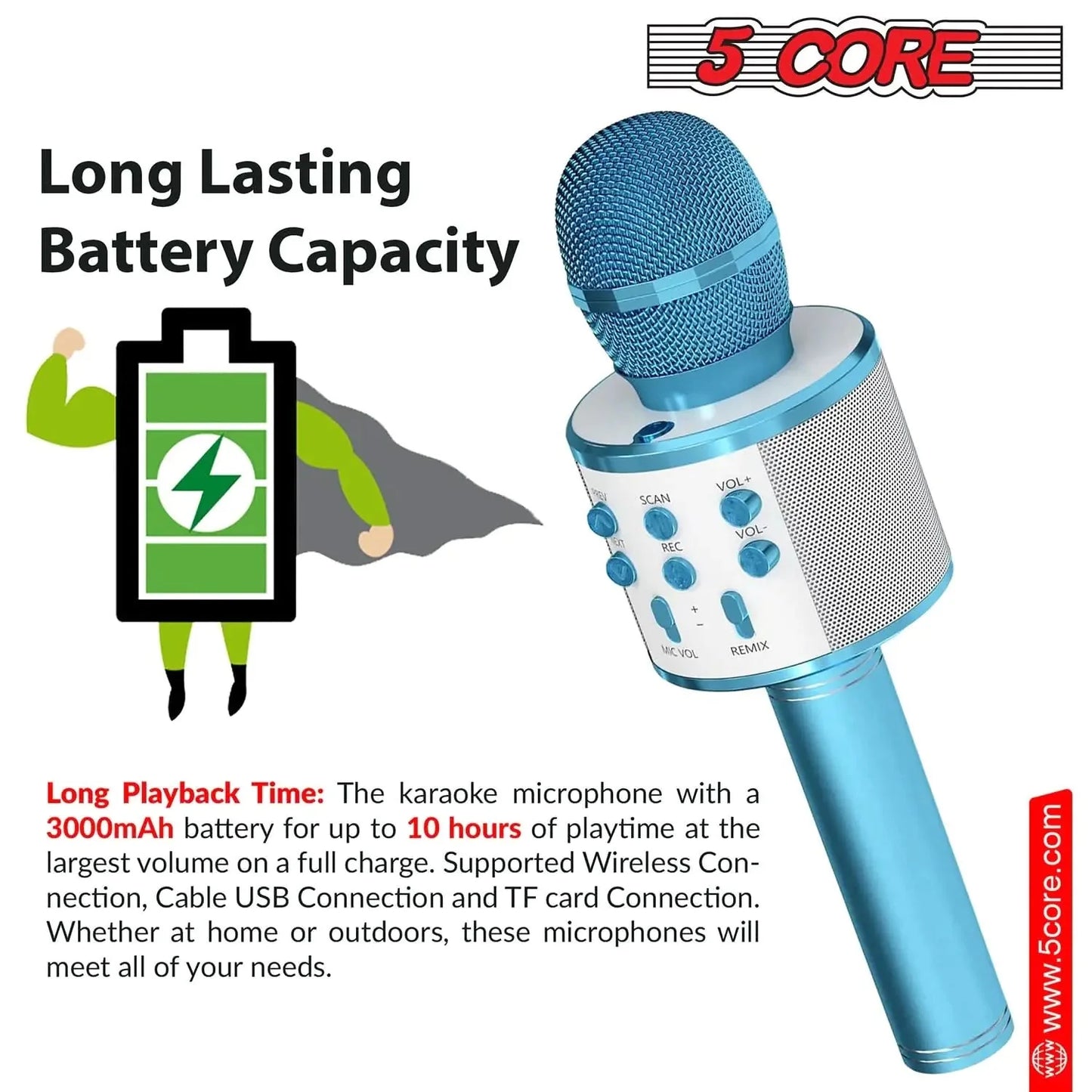 5Core Wireless Karaoke Microphone Bluetooth Mic Portable Handheld Microfonos Inalambricos Anti Spier